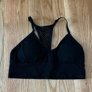 Fruit Of The Loom Black Padded Sports Bra With Racer Back Net Mesh Size Medium